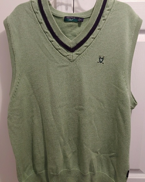 Nautica Men's Golf Light Green V-Neck Sweater Vest